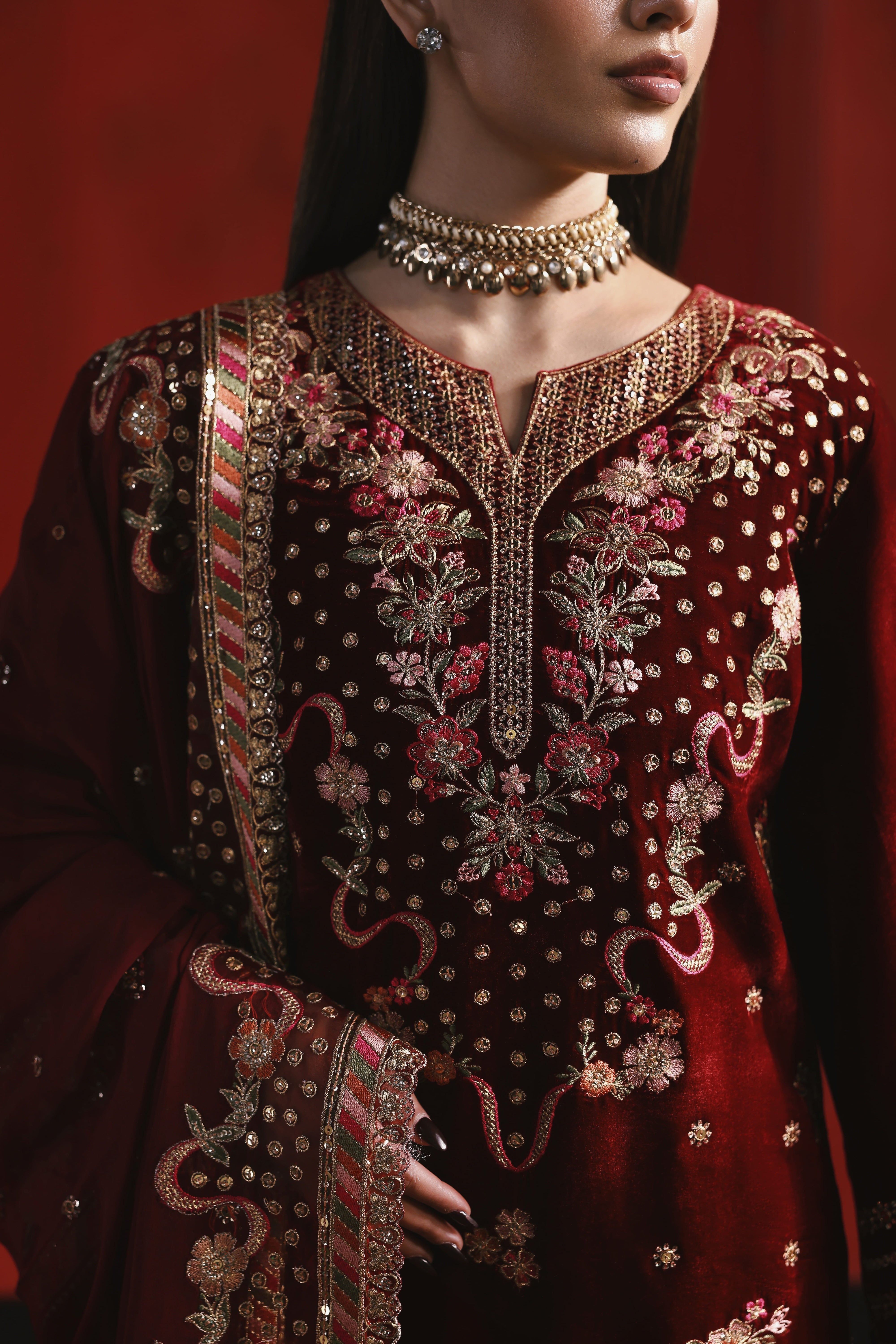 UN3PC-FRW25124 - Gulab - 3-Piece Suit