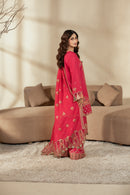 [PE3PC-FRW25114] Noor-e-Jahan(Fuchsia Pink) – Luxe Raw Silk & Chiffon 3-Piece Suit