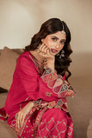 [PE3PC-FRW25114] Noor-e-Jahan(Fuchsia Pink) – Luxe Raw Silk & Chiffon 3-Piece Suit