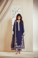 [PE3PC-FRW25115] Gul-e-Naz Royal Blue - Luxe Raw Silk Chiffon 3-Piece Suit