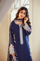 [PE3PC-FRW25115] Gul-e-Naz Royal Blue - Luxe Raw Silk Chiffon 3-Piece Suit