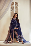 [PE3PC-FRW25115] Gul-e-Naz Royal Blue - Luxe Raw Silk Chiffon 3-Piece Suit