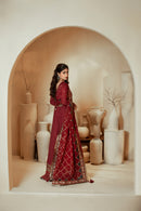 [PE3PC-FRW25118] Umrao-Jann Maroon - Luxe Raw Silk Chiffon 3-Piece Suit