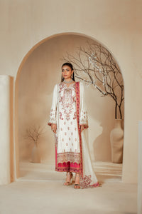 [PE3PC-FRW25117] Parizad Off White - Luxe Raw Silk Chiffon 3-Piece Suit