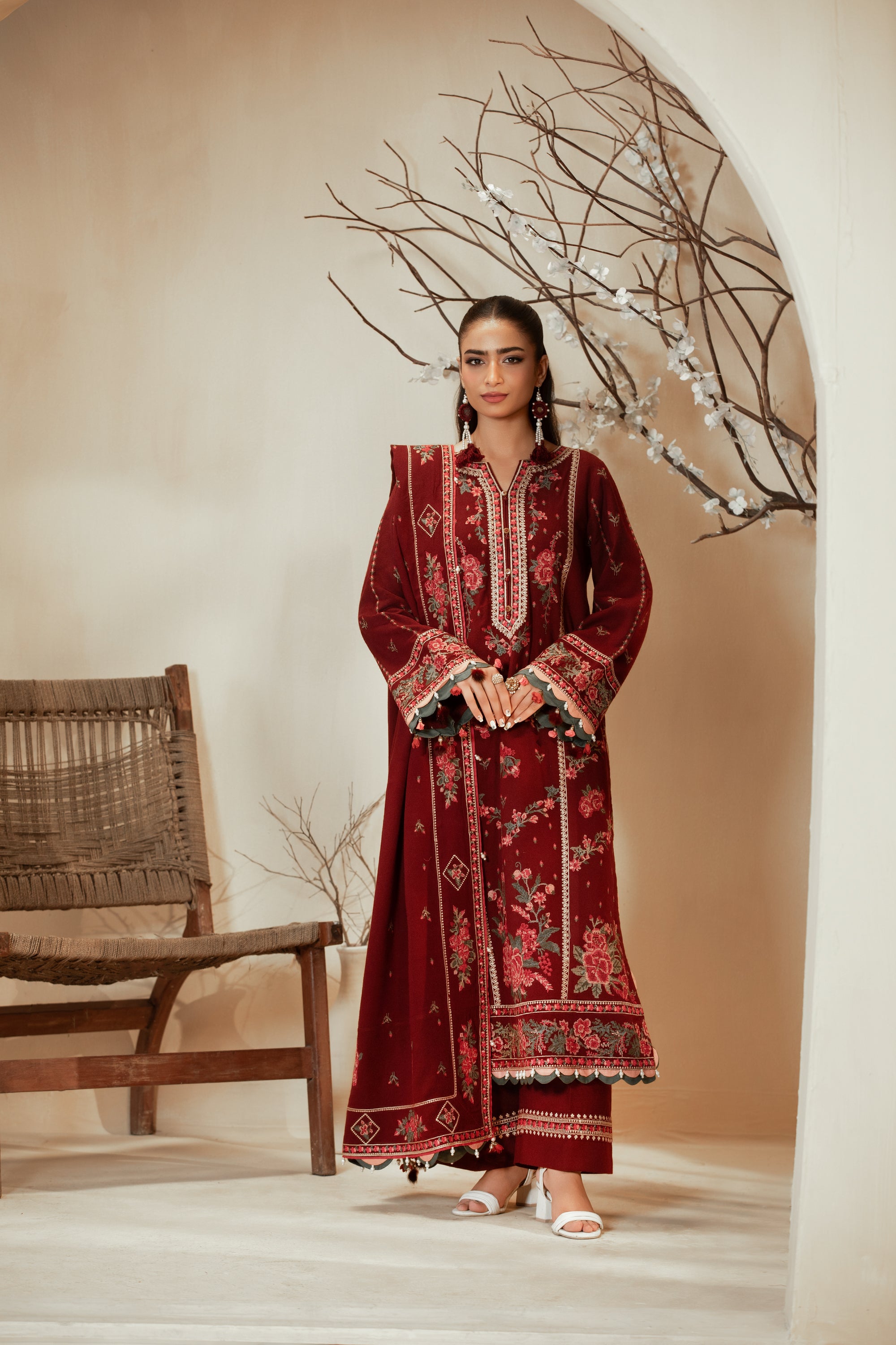 [UN3PC-FRW25110] Brick Red(Maroon) – Signature Peach Leather 3-Piece Suit