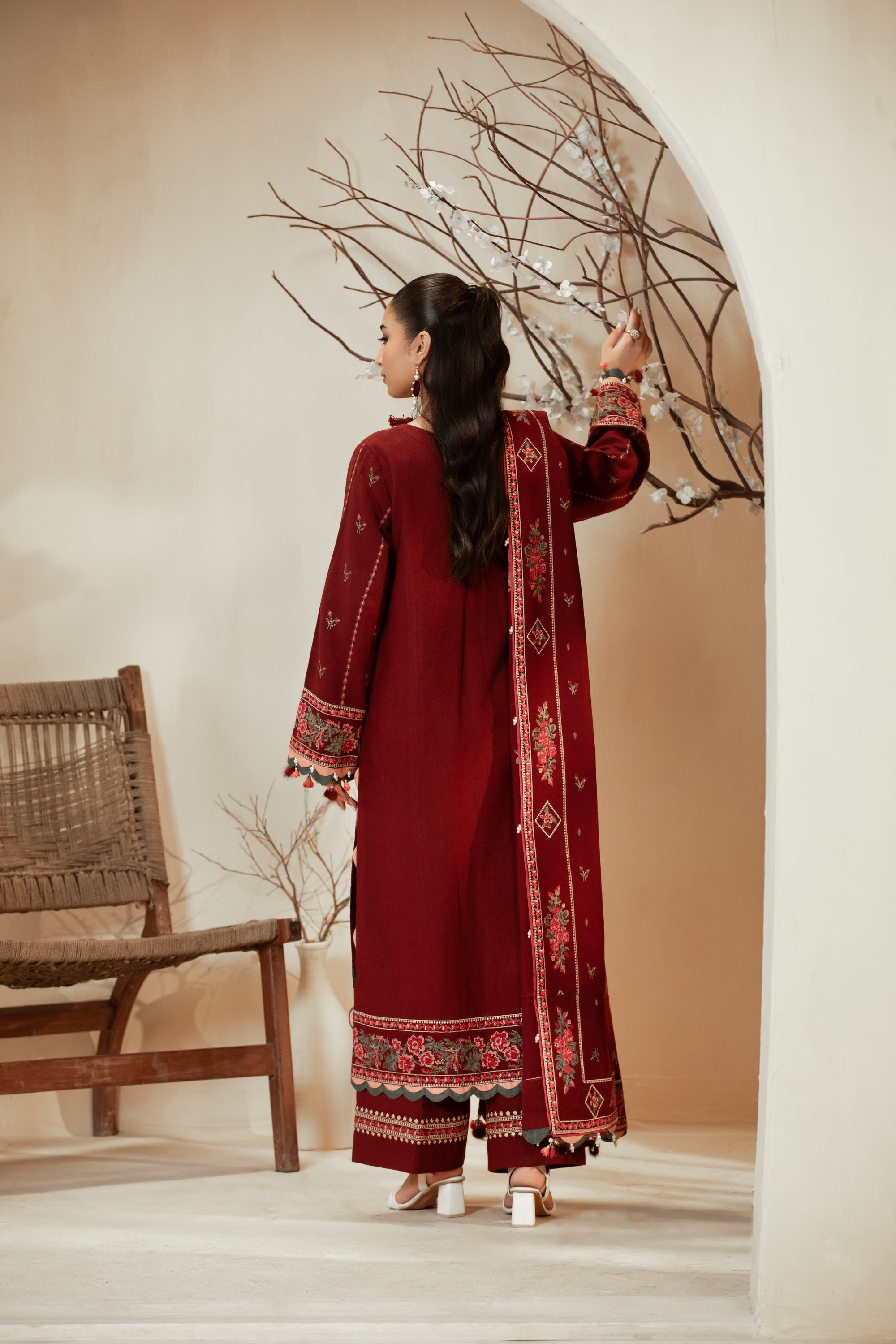 [UN3PC-FRW25110] Brick Red(Maroon) – Signature Peach Leather 3-Piece Suit