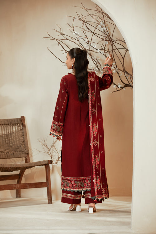 [UN3PC-FRW25110] Brick Red(Maroon) – Signature Peach Leather 3-Piece Suit