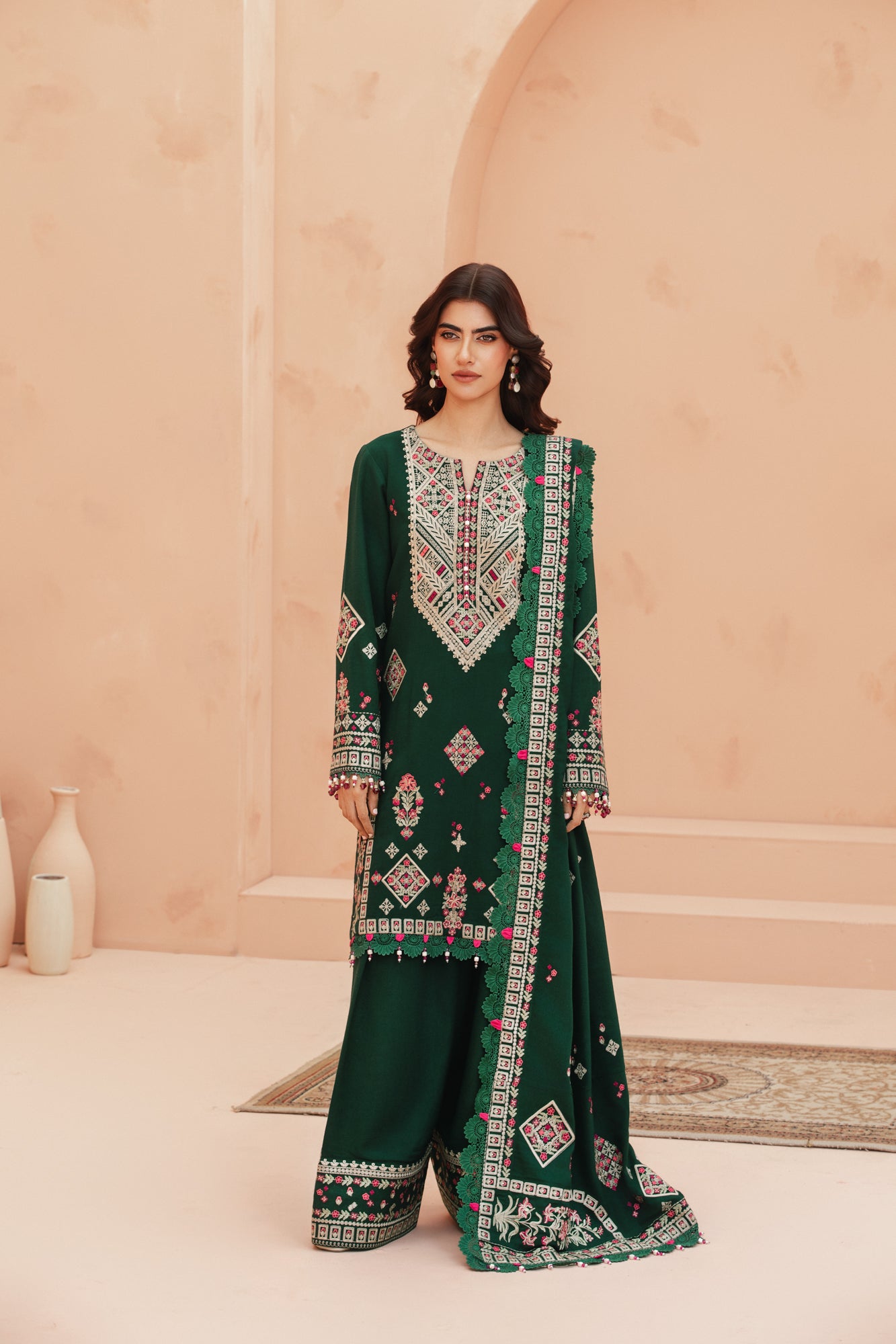 FRW25105 - Greenstone (Dark Green)– Signature Peach Leather 3-Piece Suit