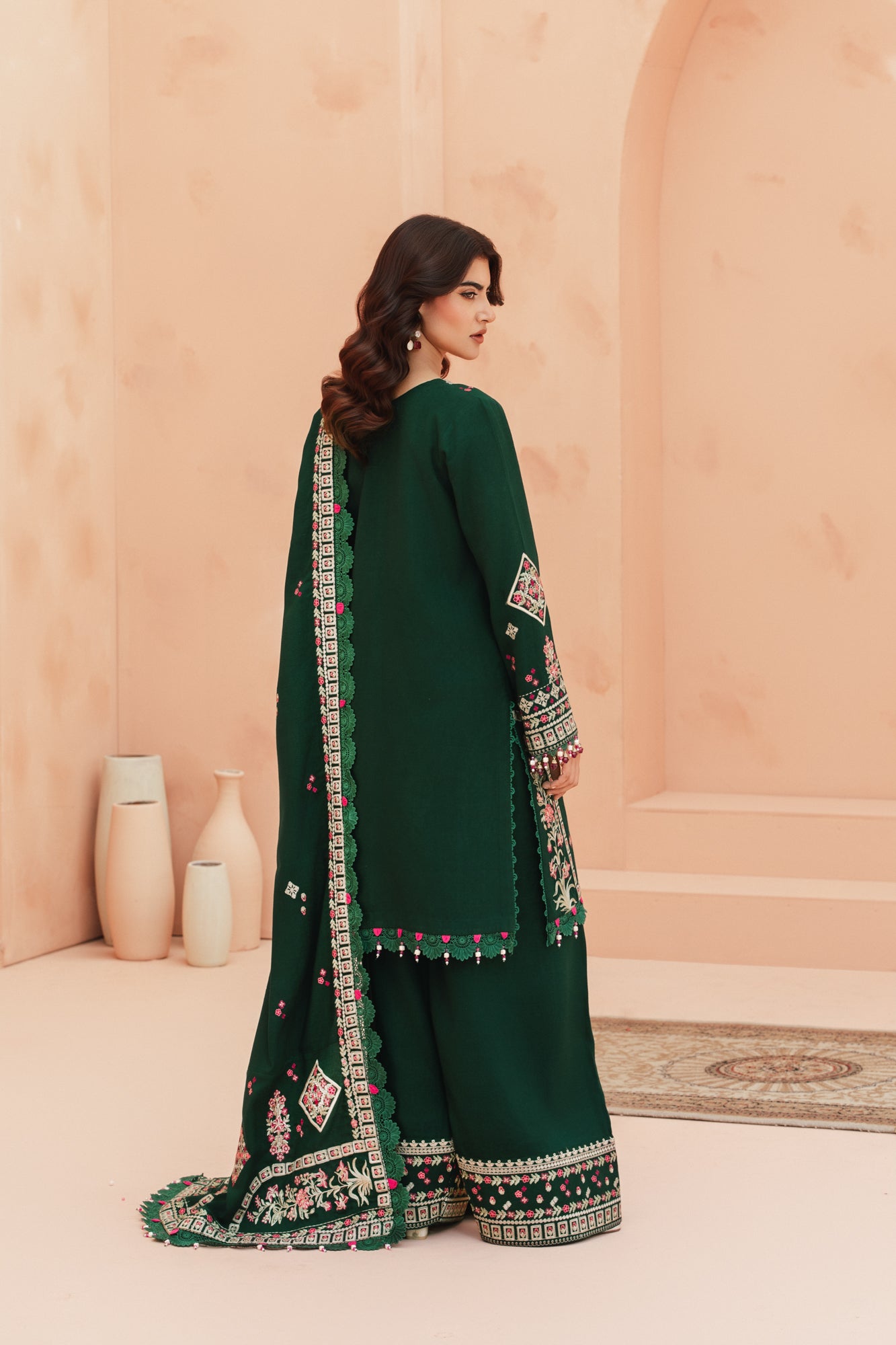 FRW25105 - Greenstone (Dark Green)– Signature Peach Leather 3-Piece Suit