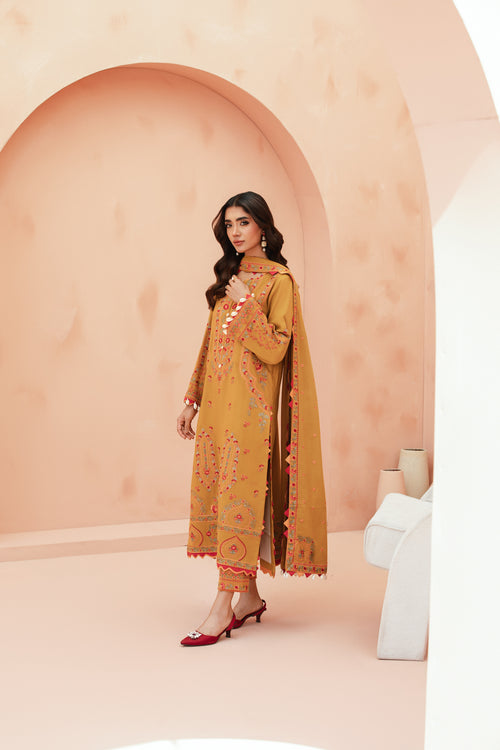 [UN3PC-FRW25107] Primrose(Mustard Gold) – Signature Peach Leather 3-Piece Suit