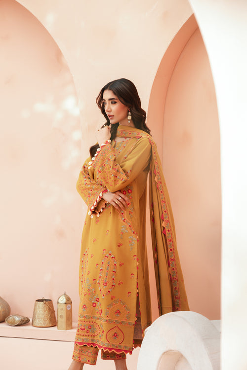 [UN3PC-FRW25107] Primrose(Mustard Gold) – Signature Peach Leather 3-Piece Suit