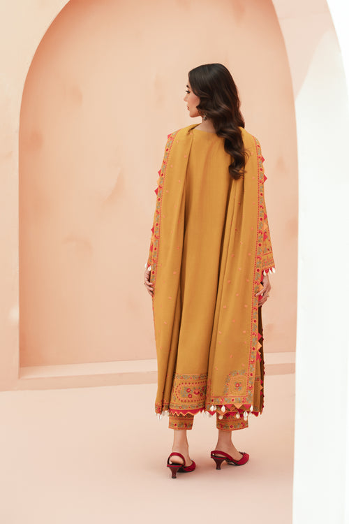 [UN3PC-FRW25107] Primrose(Mustard Gold) – Signature Peach Leather 3-Piece Suit