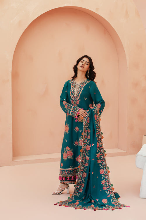 [UN3PC-FRW25111] Indigo(Teal) – Signature Peach Leather 3-Piece Suit