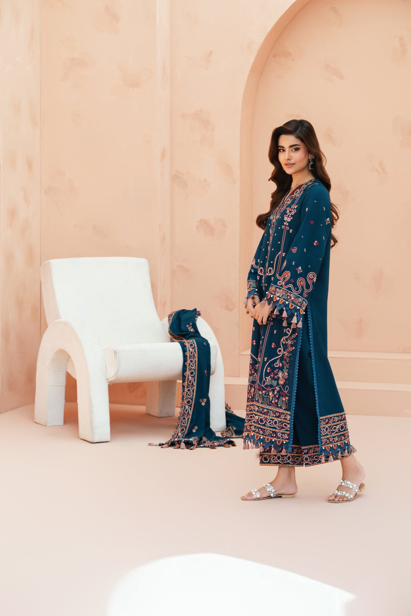 FRW25103 - Aqua(Teal Blue) – Signature Peach Leather 3-Piece Suit