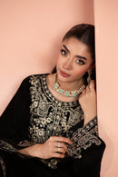 Raha (Black) –  Signature Embroidered Velvet Shirt
